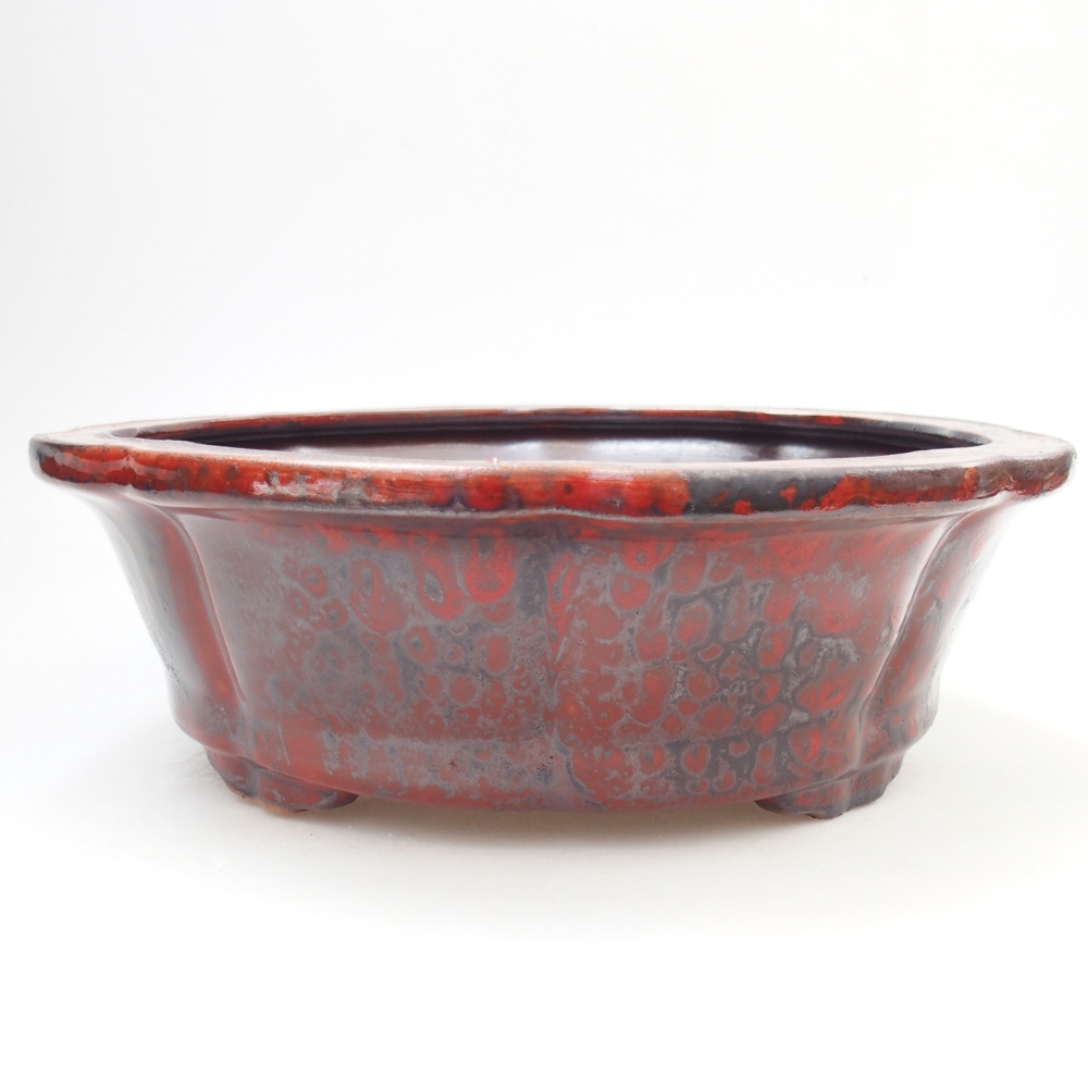 Ceramic bonsai bowl 26,5 x 26,5 x 8 cm, colour red