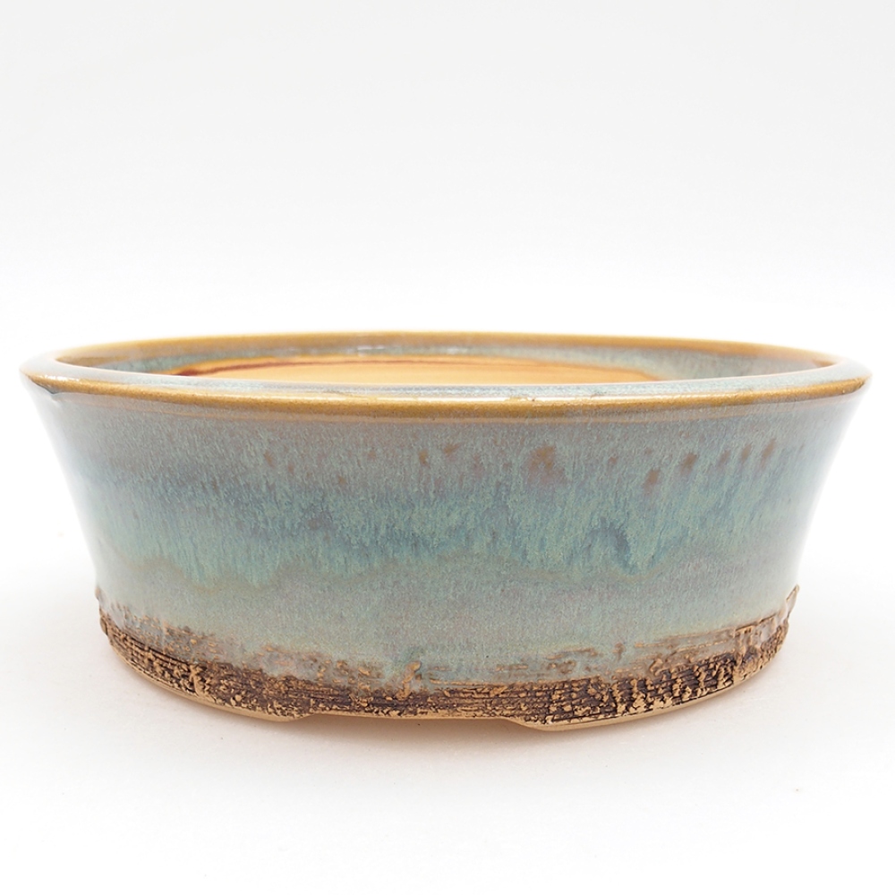 Ceramic bonsai pot 19 x 19 x 6.5 cm, green