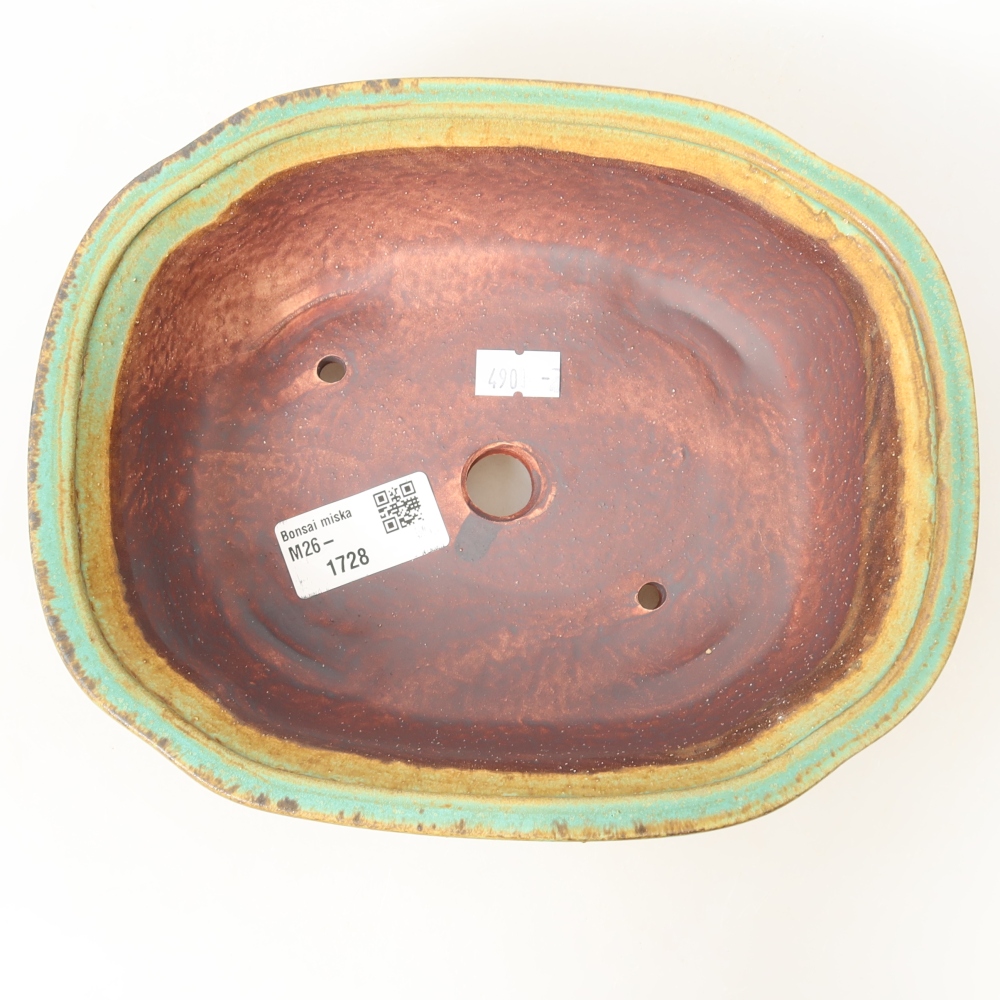 Ceramic bonsai pot, 20.5 x 16.5 x 7 cm, green