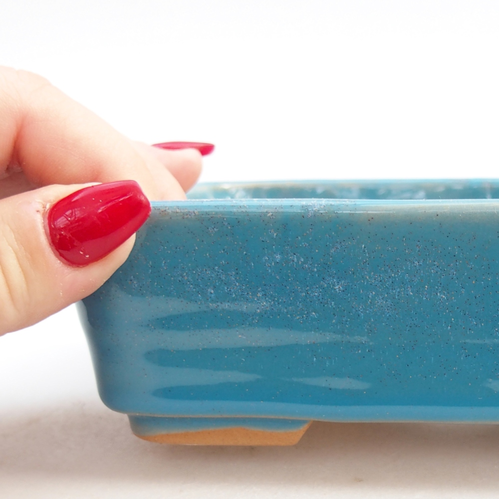 Ceramic bonsai bowl 14,5 x 10,5 x 4,5 cm, colour blue