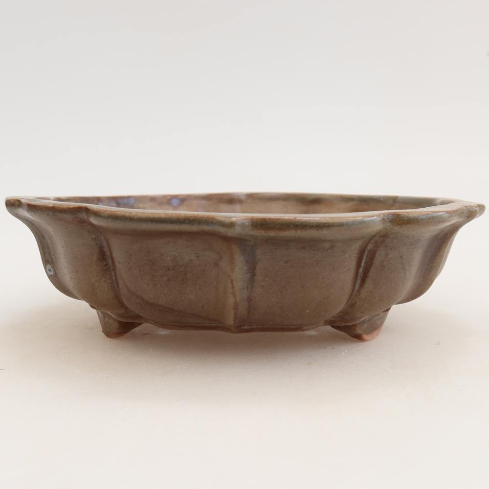 Ceramic bonsai pot, 18.5 x 18.5 x 5 cm, brown