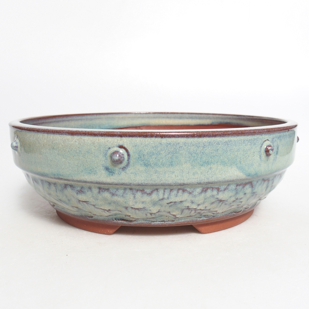 Ceramic bonsai bowl 21 x 21 x 7 cm, green