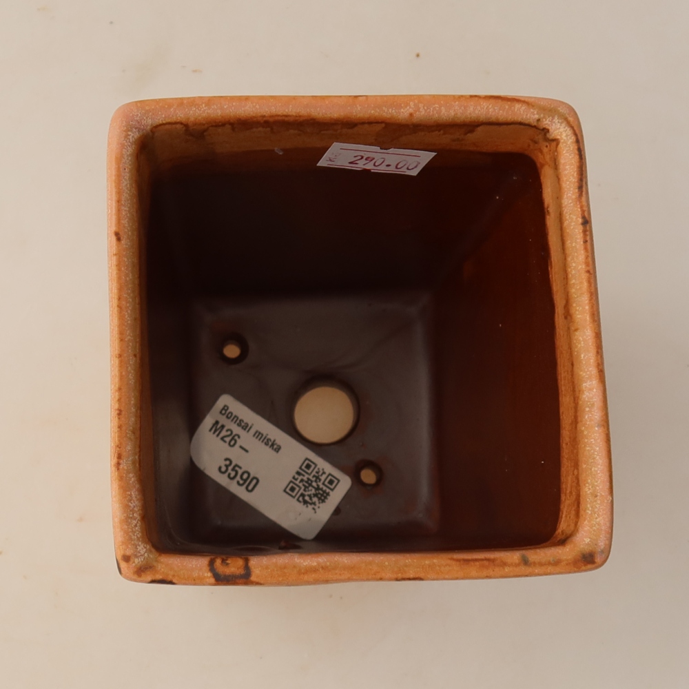 Ceramic bonsai pot, 9 x 9 x 12.5 cm, pink