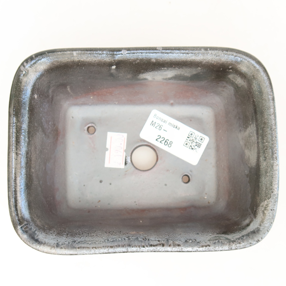 Ceramic bonsai bowl 13,5 x 10,5 x 6 cm, metal colour