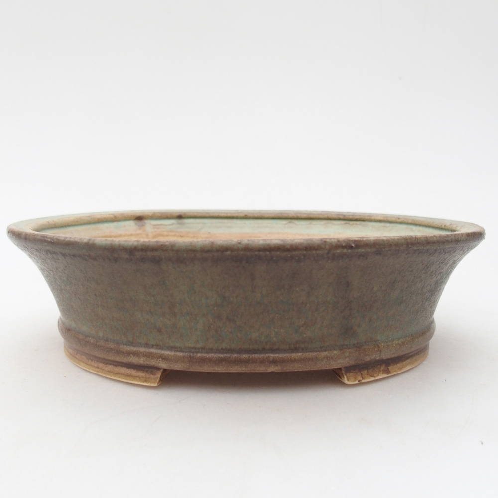 Ceramic bonsai bowl 17,5 x 16 x 5 cm, green