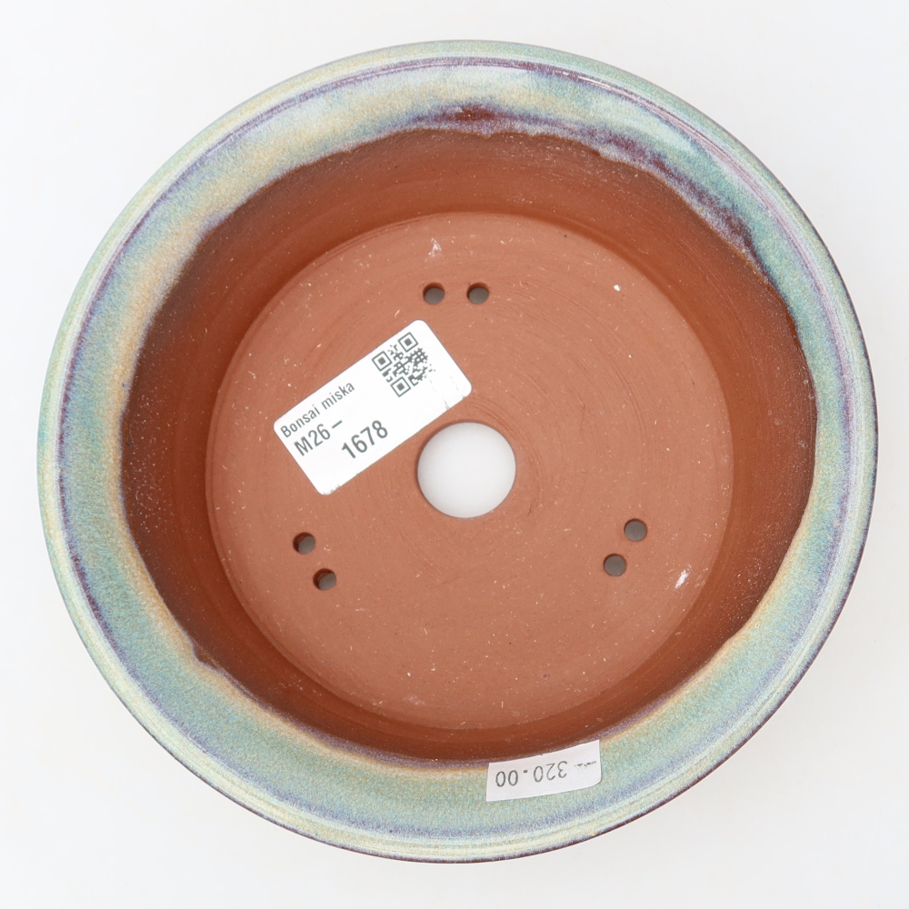 Ceramic bonsai pot, 16 x 16 x 4.5 cm, green