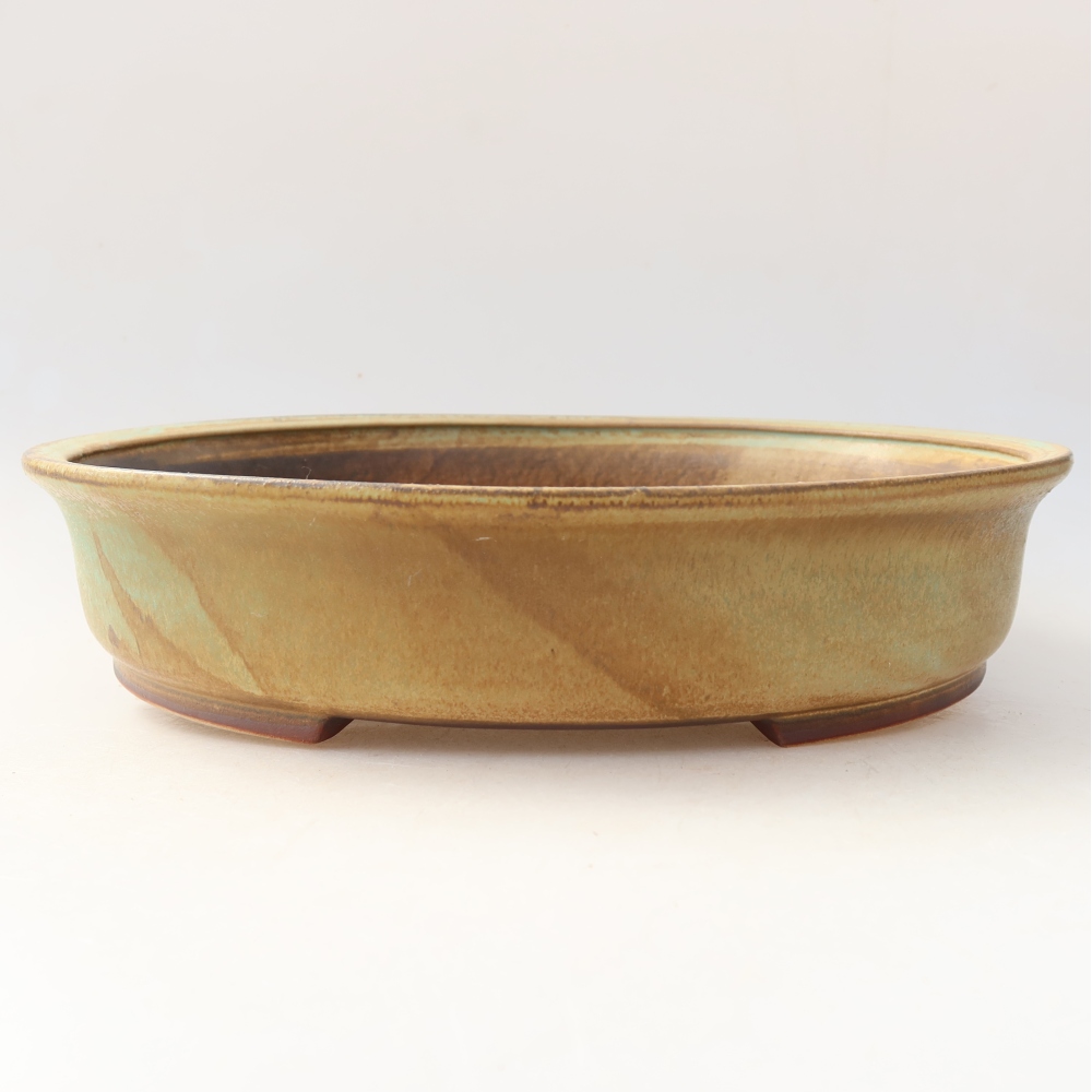Ceramic bonsai pot, 26 x 24 x 6 cm, green