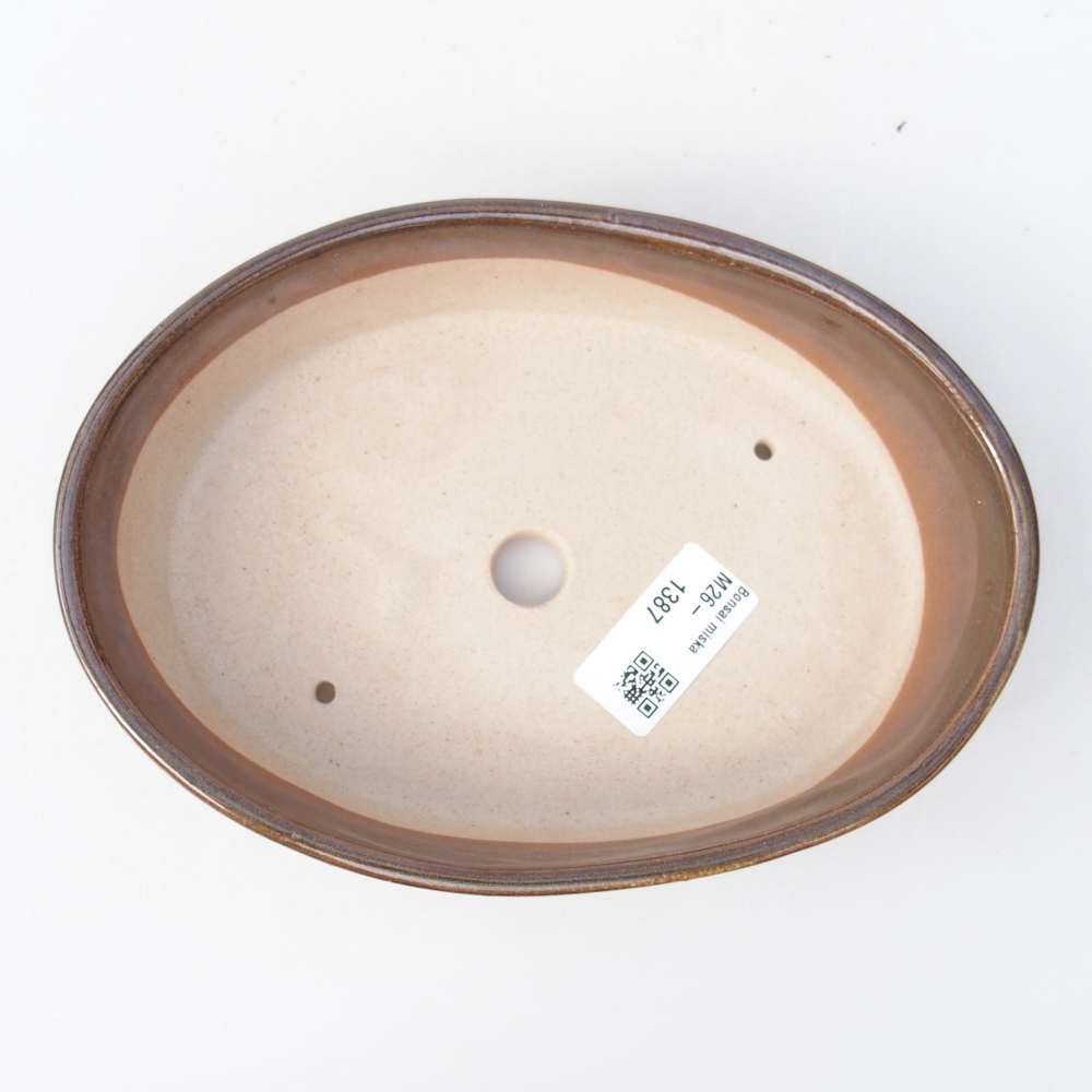 Ceramic bonsai bowl 18,5 x 13,5 x 4,5 cm, brown