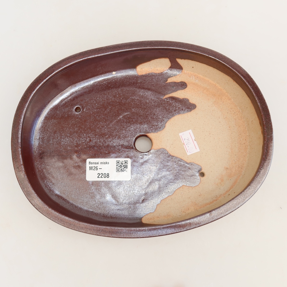 Ceramic bonsai pot, 22 x 17 x 4 cm, burgundy
