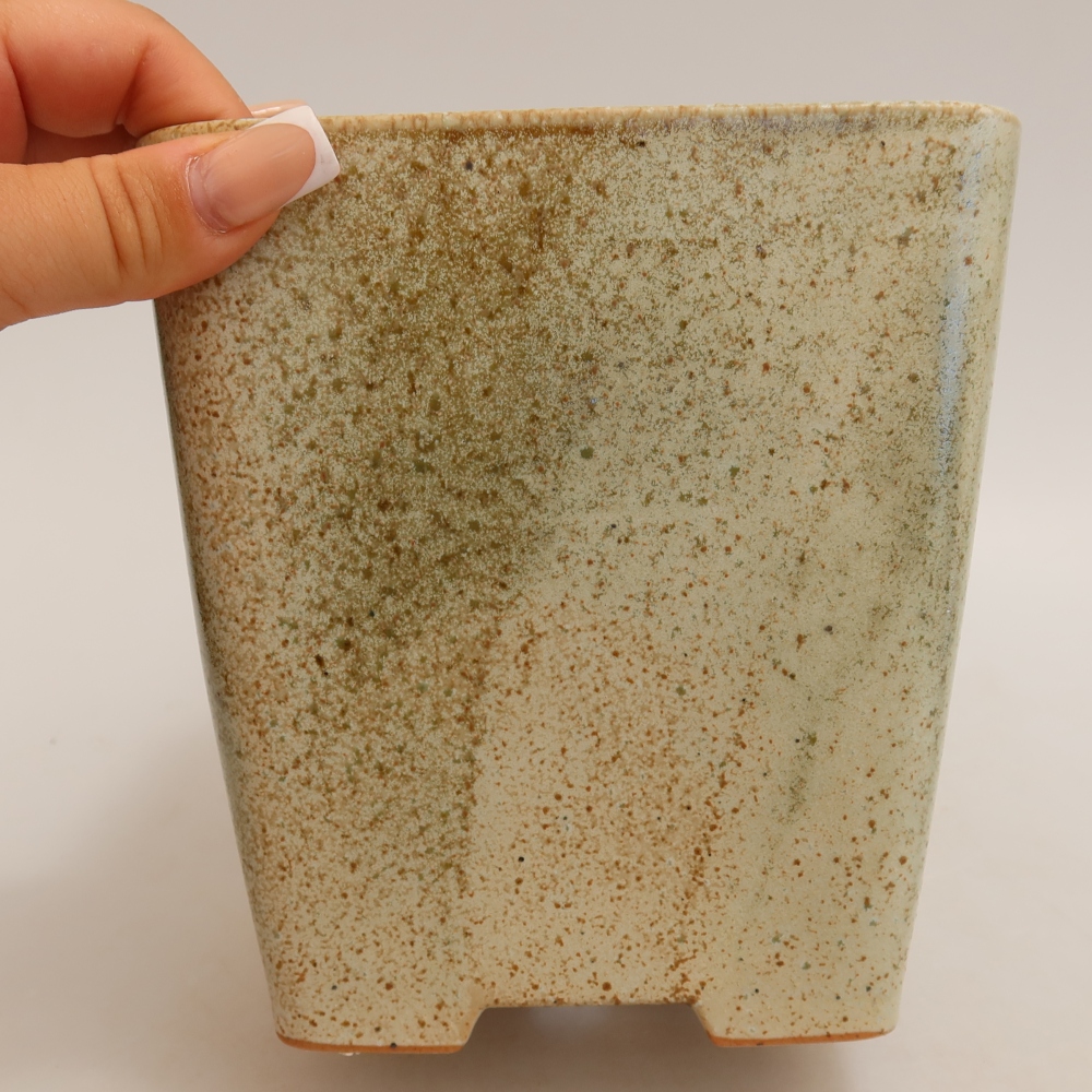 Ceramic bonsai bowl 13,5 x 13,5 x 15 cm, green