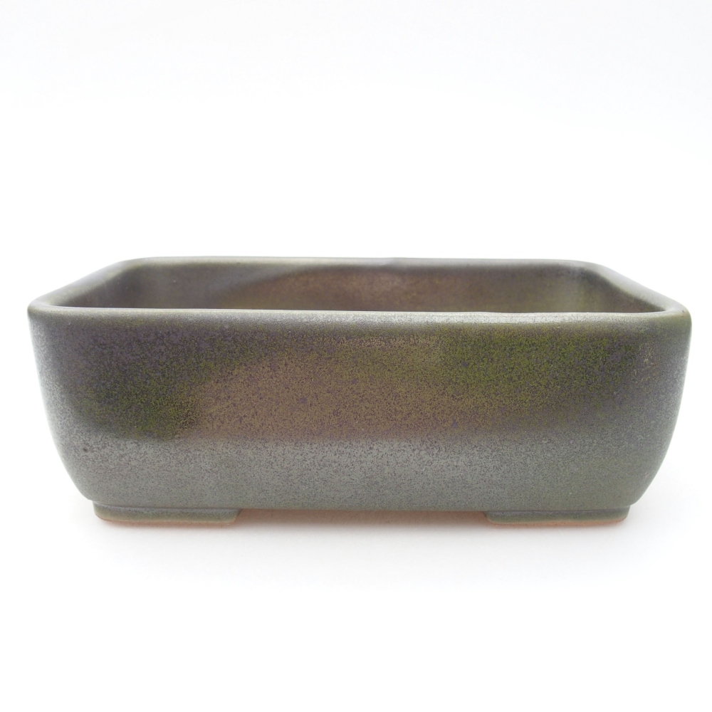 Ceramic bonsai bowl 16 x 11 x 5,5 cm, color green