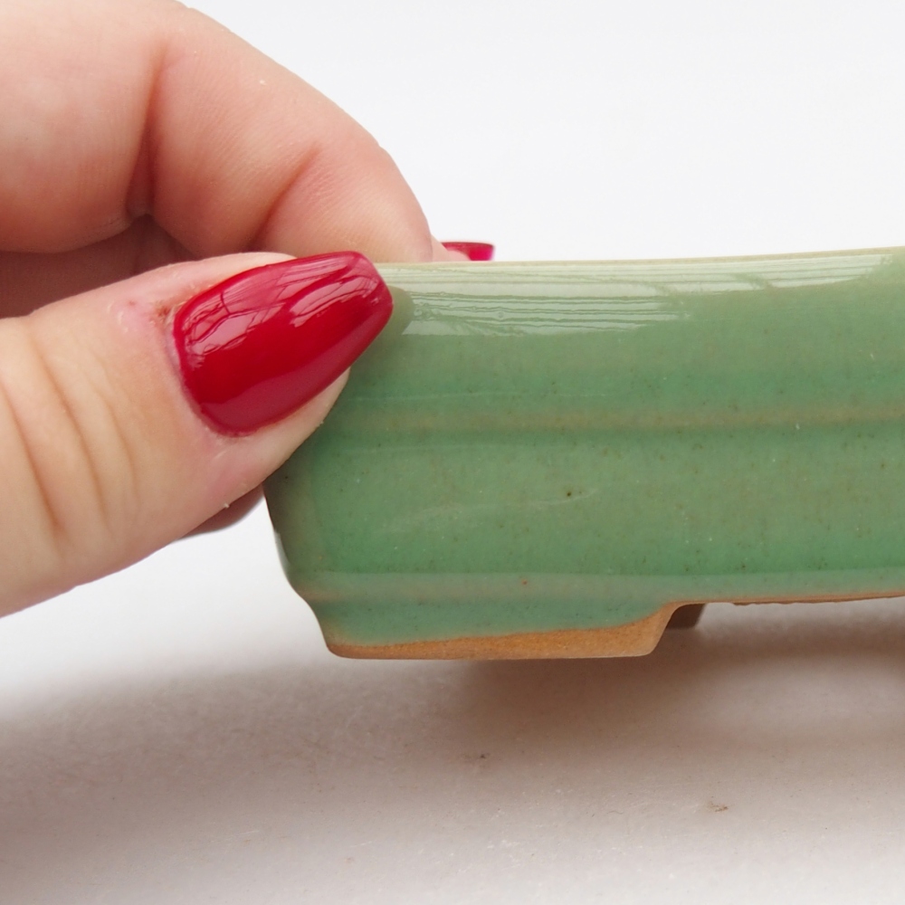 Ceramic bonsai bowl 10 x 7 x 3 cm, green