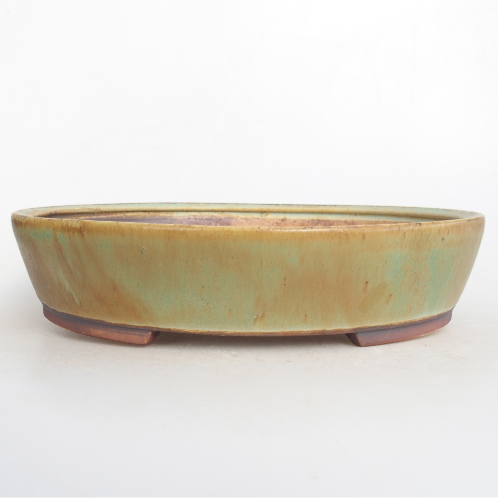 Ceramic bonsai bowl 28 x 24 x 6 cm, green