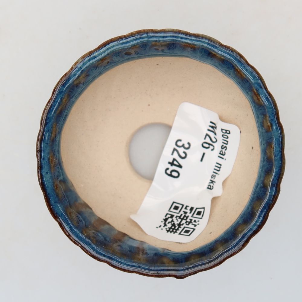 Ceramic bonsai pot, 5.5 x 5.5 x 3 cm, blue