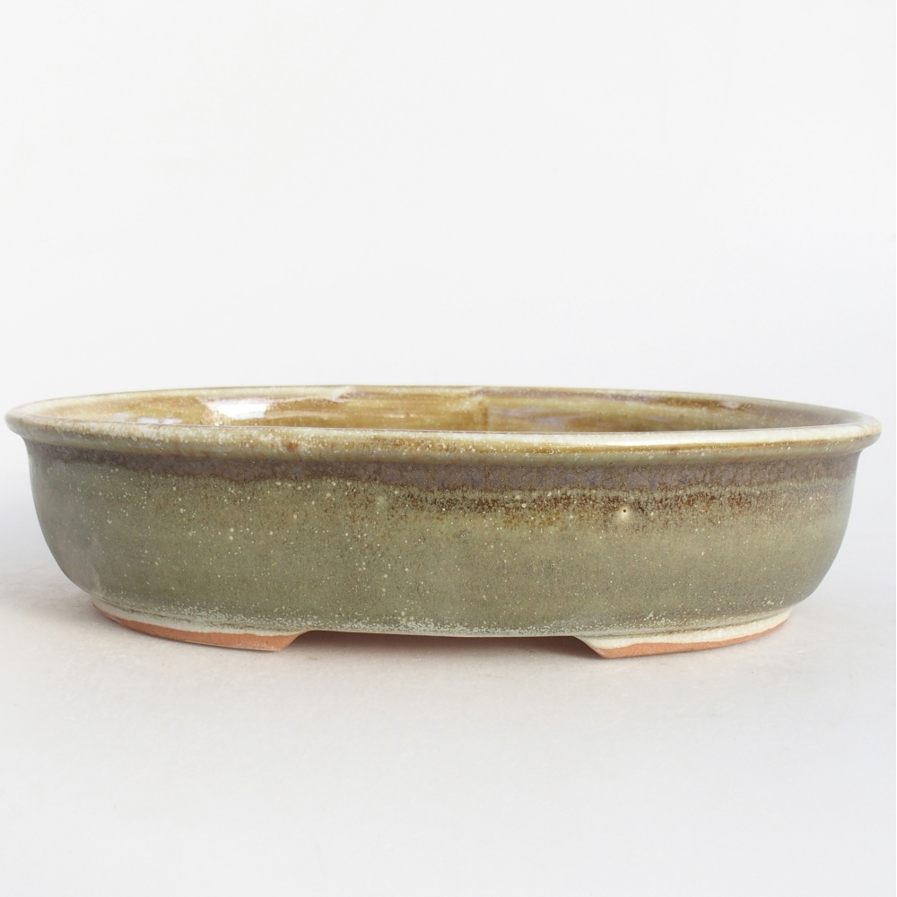 Ceramic bonsai bowl 22 x 17 x 5 cm, green