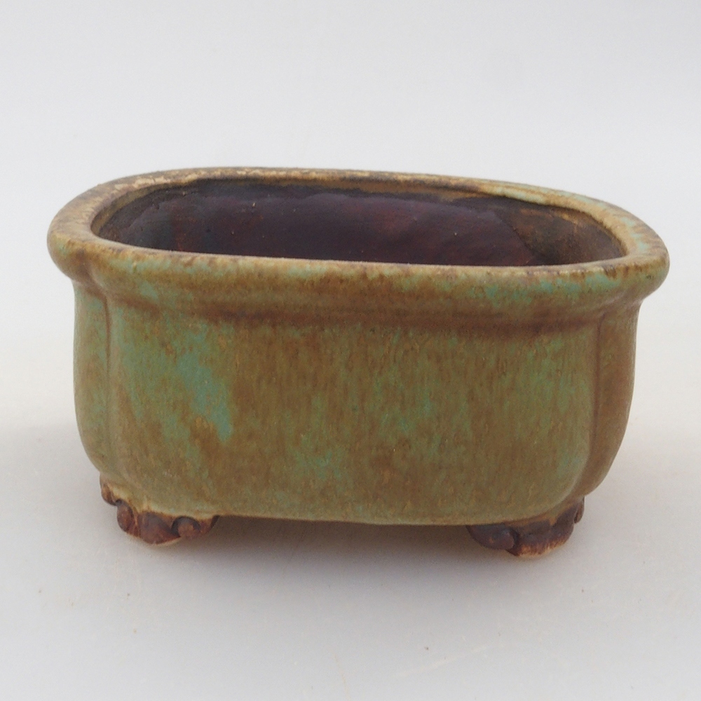 Ceramic bonsai bowl 7,5 x 7,5 x 3,5 cm, color green