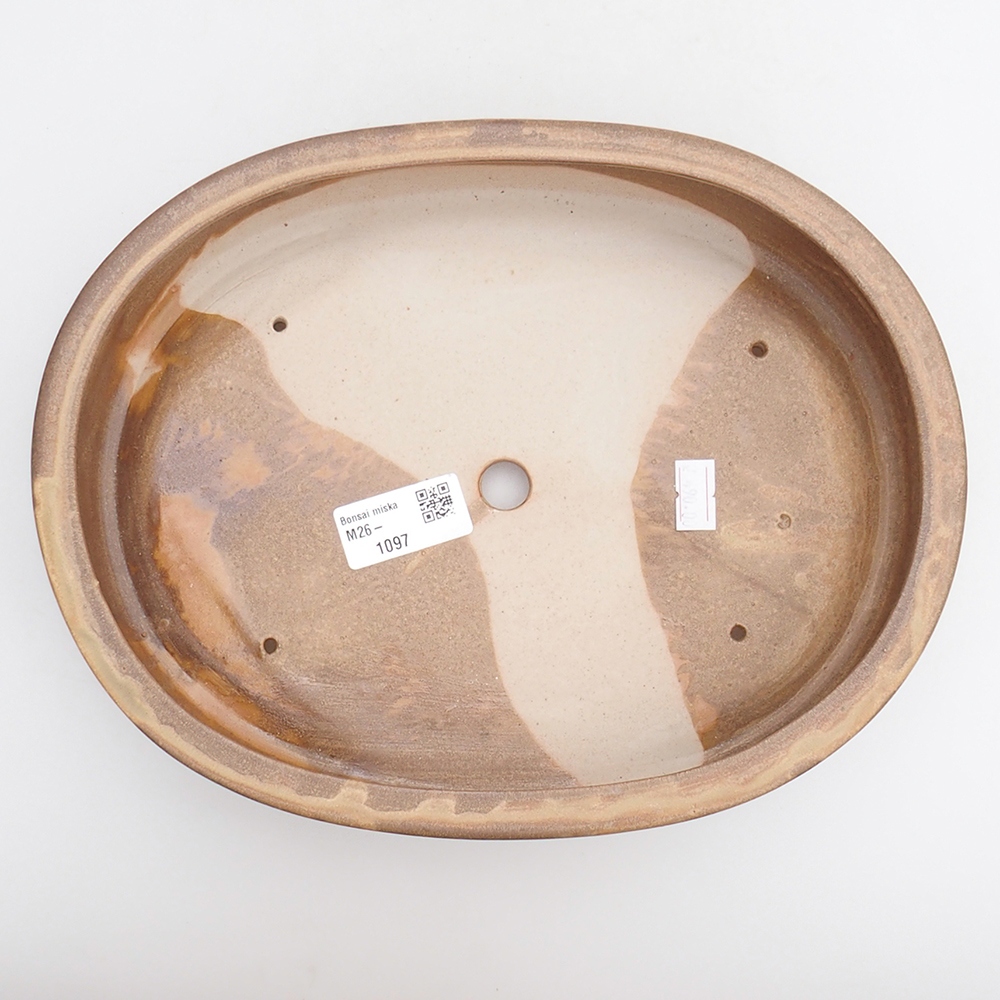 Ceramic bonsai bowl 26 x 20 x 5 cm, colour beige
