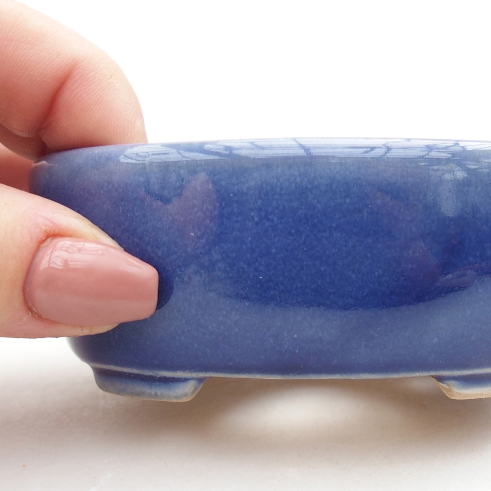 Ceramic bonsai bowl 9 x 7,5 x 3,5 cm, colour blue