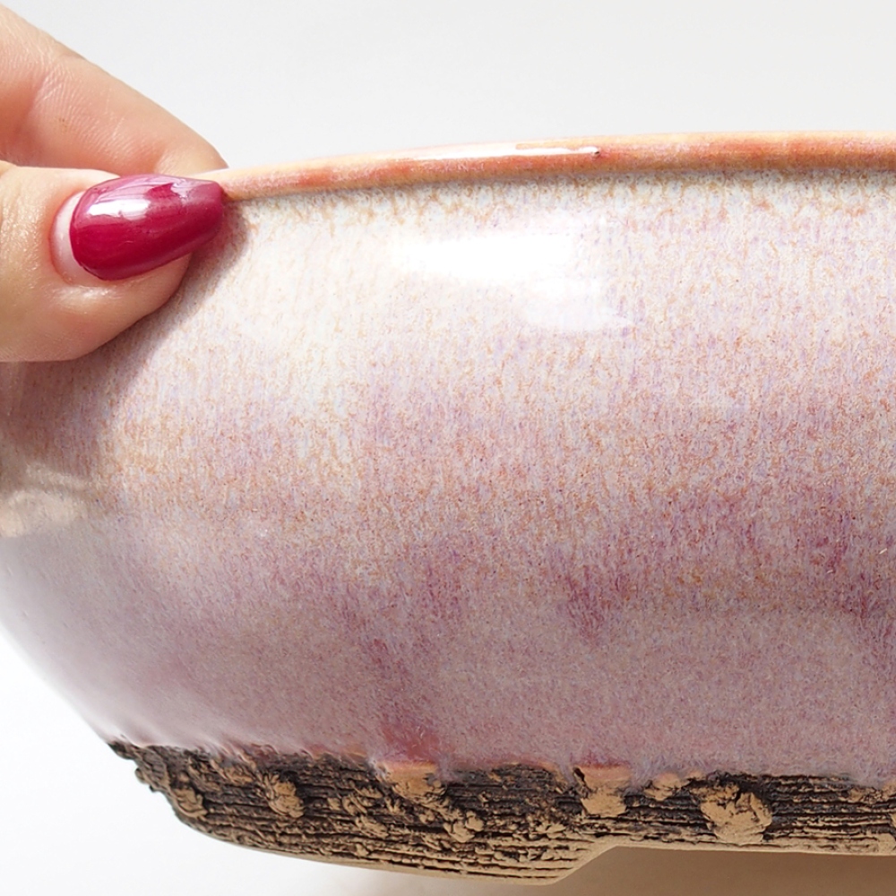 Ceramic bonsai bowl 27 x 27 x 7 cm, color pink