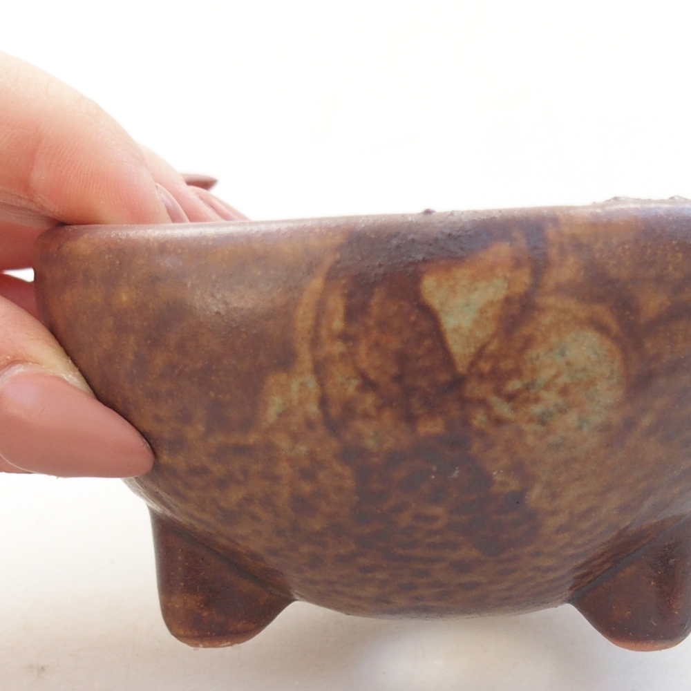 Ceramic bonsai bowl 9,5 x 9,5 x 5 cm, brown