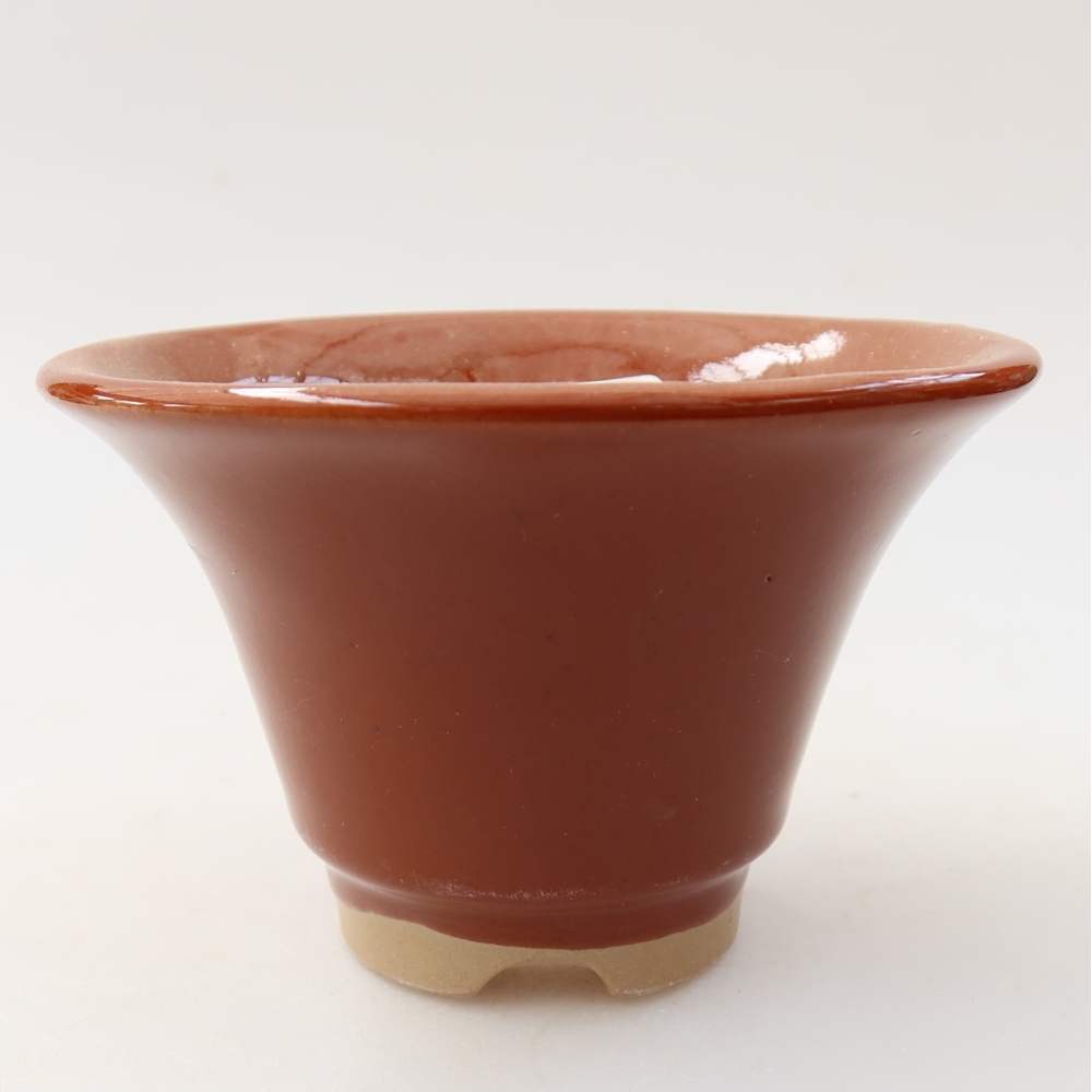 Ceramic bonsai pot, 10.5 x 10.5 x 7 cm, brown