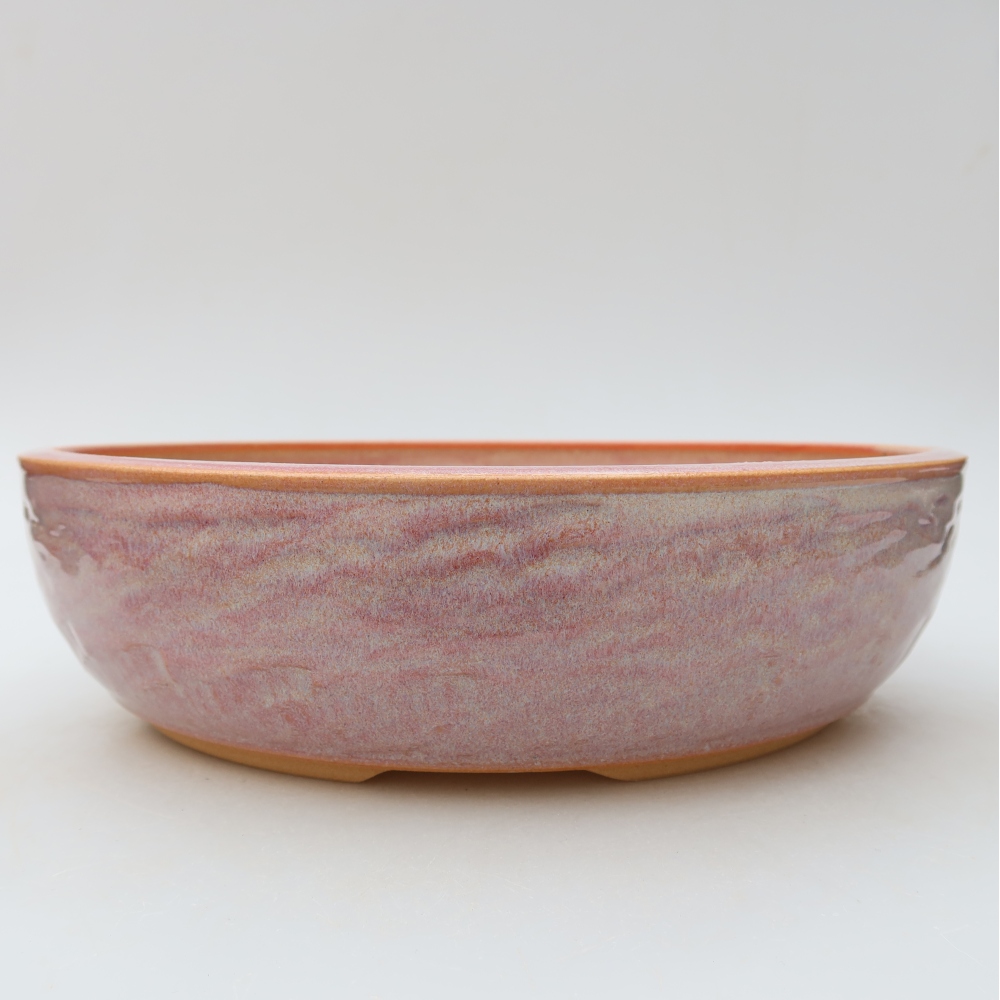 Ceramic bonsai pot, 26.5 x 26.5 x 7.5 cm, pink