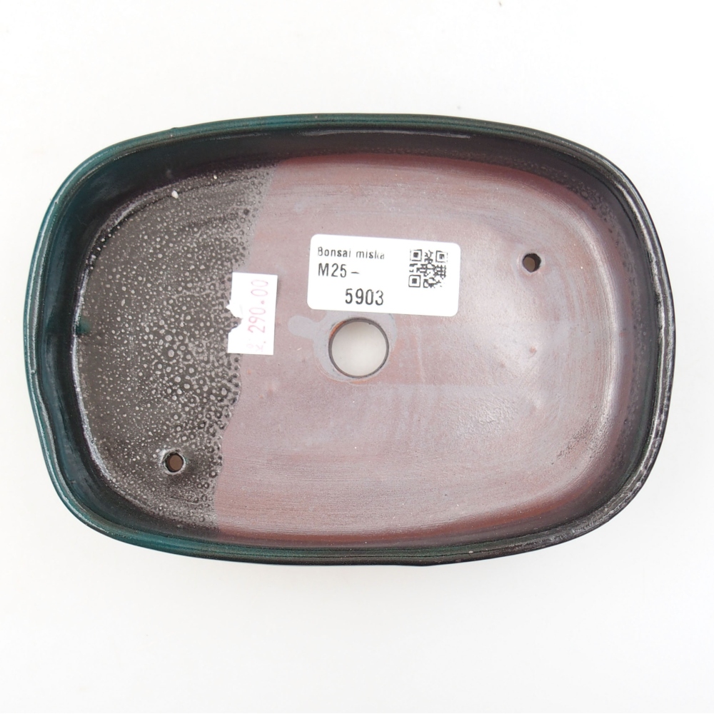 Ceramic bonsai bowl 16 x 11 x 3,5 cm, color green