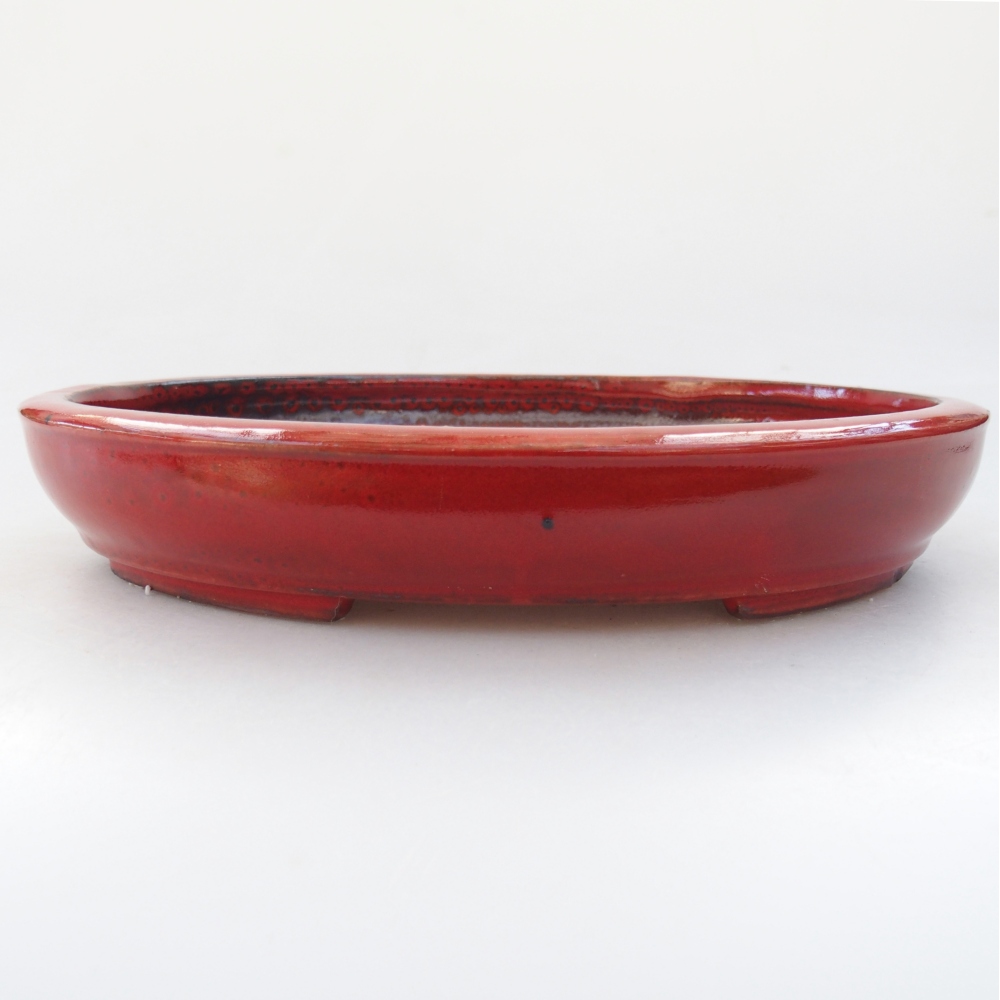 Ceramic bonsai bowl 24 x 19,5 x 4 cm, colour red
