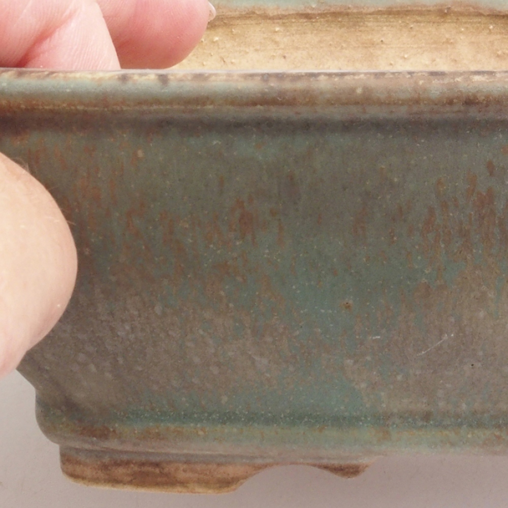 Ceramic bonsai bowl 14 x 12 x 5 cm, color green