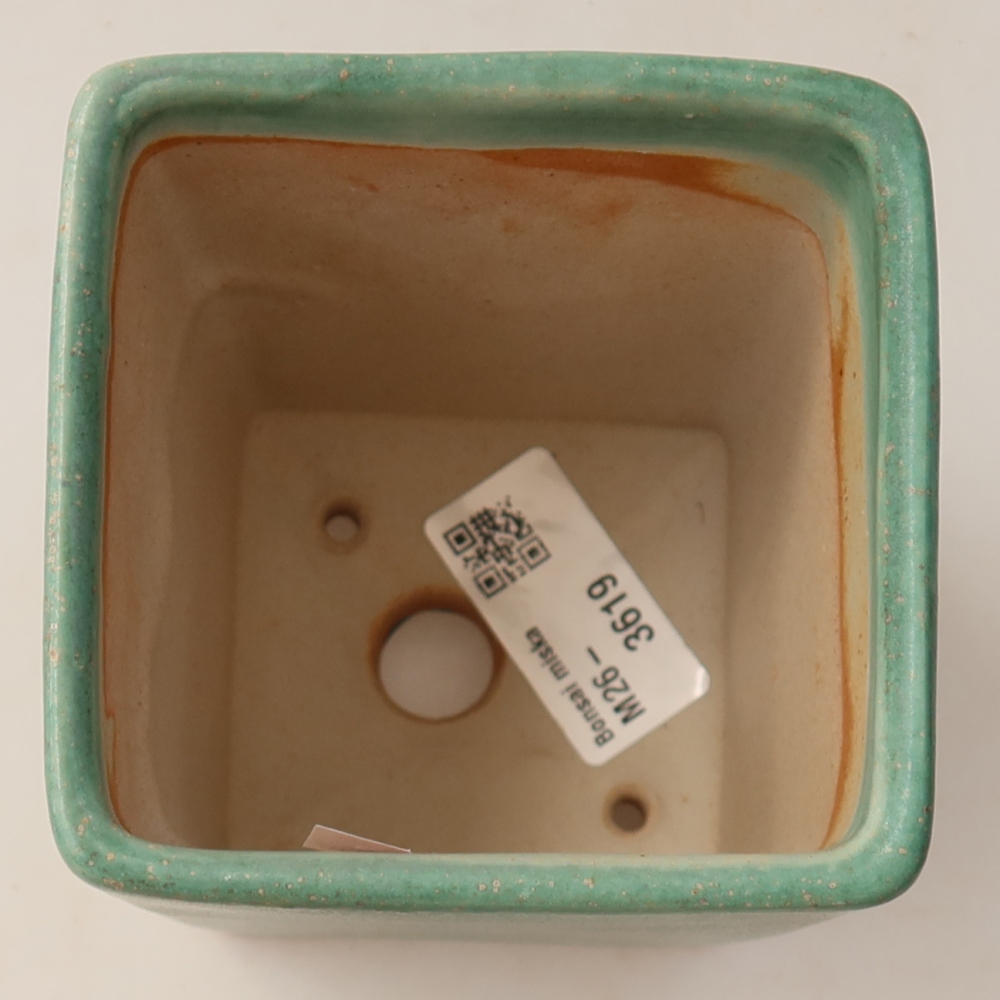 Ceramic bonsai pot, 9 x 9 x 11.5 cm, green