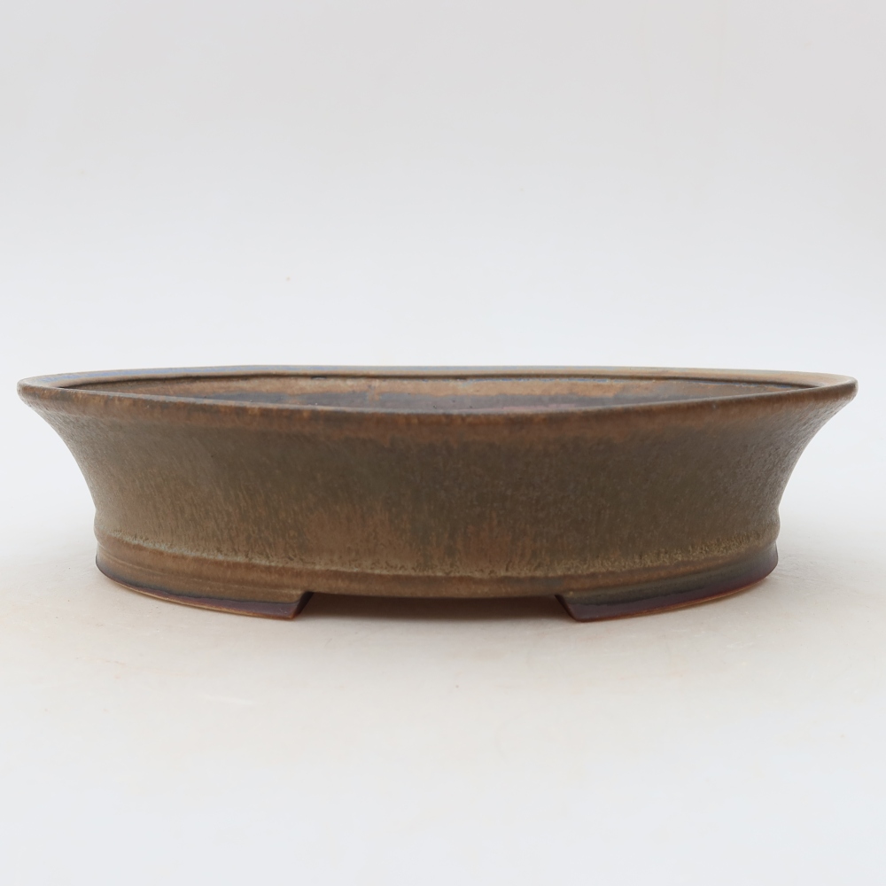 Ceramic bonsai pot, 24 x 21.5 x 5.5 cm, brown