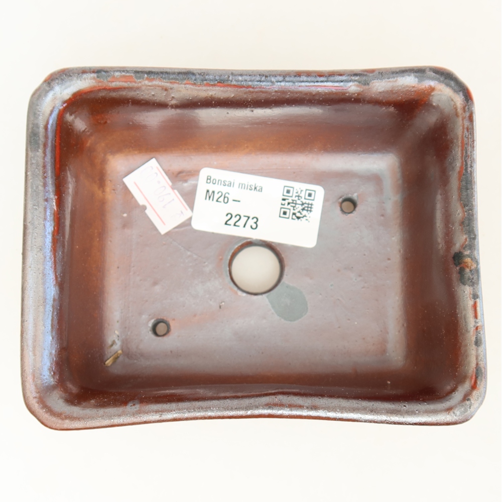Ceramic bonsai pot, 12 x 10 x 5 cm, red