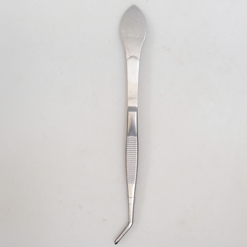 Spatula and curved tweezers 22 cm - stainless steel