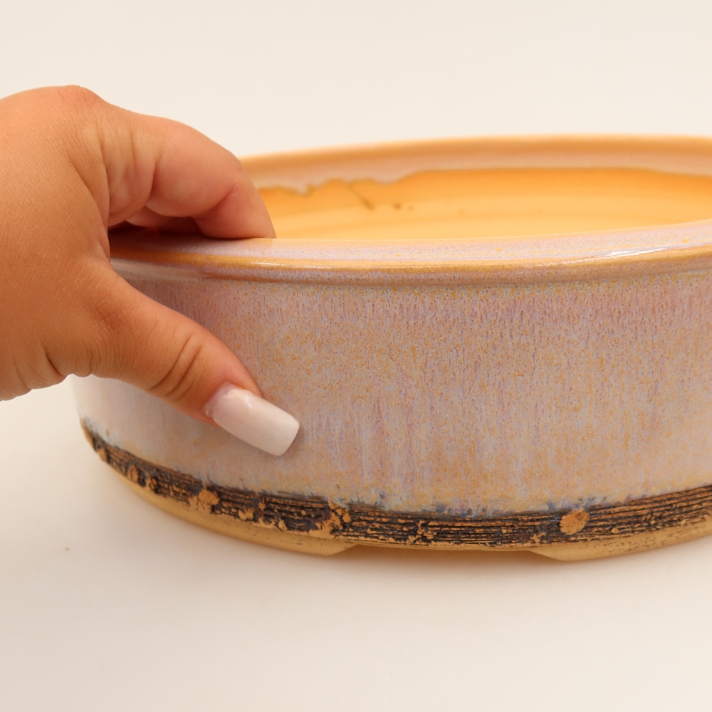 Ceramic bonsai pot, 27 x 27 x 8 cm, pink