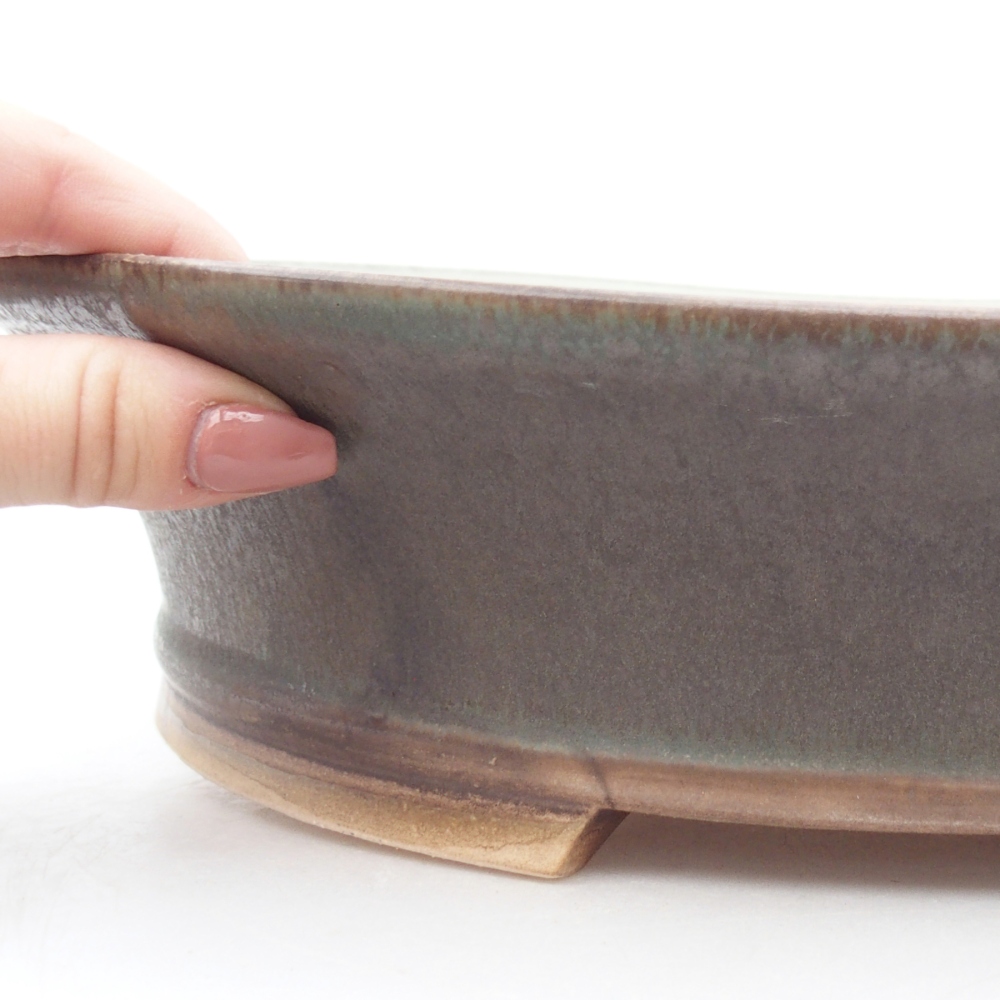 Ceramic bonsai bowl 32,5 x 29 x 7 cm, green