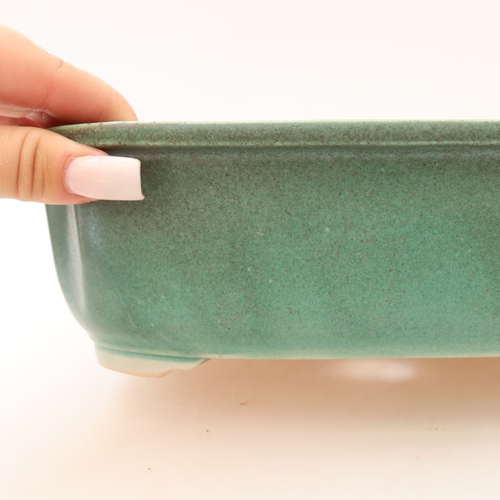 Ceramic bonsai pot, 24.5 x 21 x 7.5 cm, green