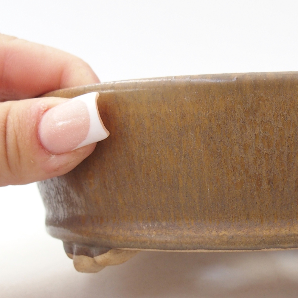 Ceramic bonsai bowl 15,5 x 15,5 x 5 cm, brown