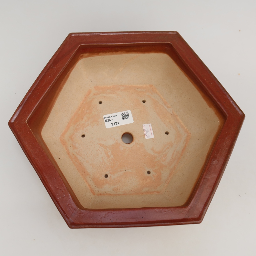 Ceramic bonsai pot, 28 x 24.5 x 9 cm, burgundy