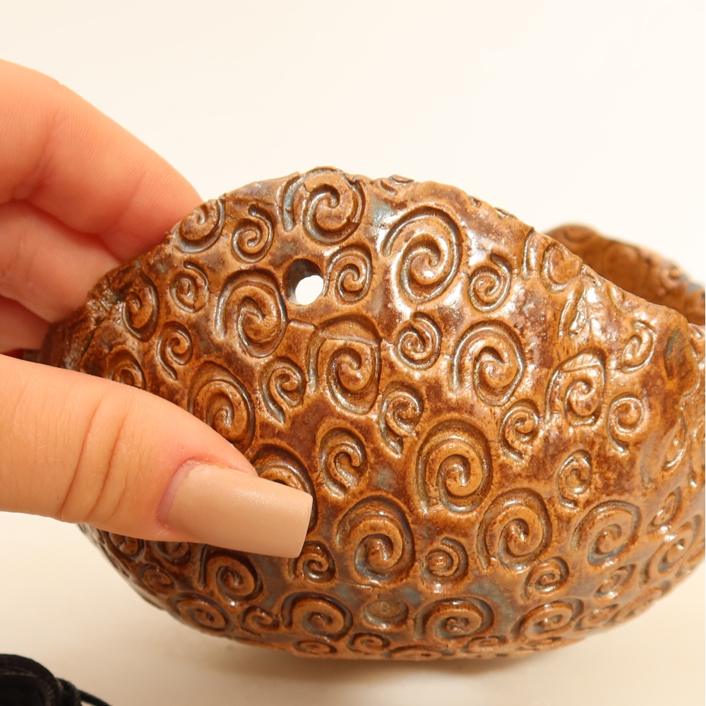 Ceramic Kokedama Pot, 13 x 13 x 8 cm, Brown