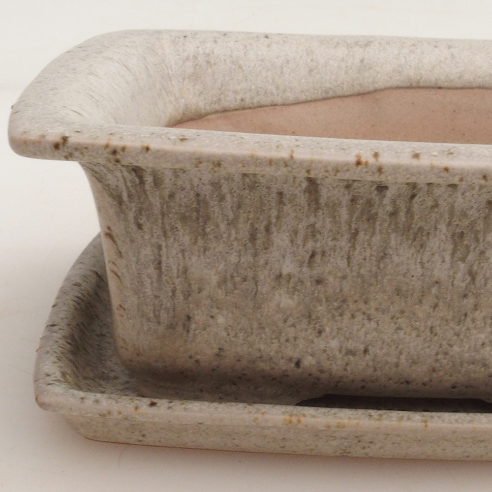 Bonsai bowl + saucer H11 - 11.5 x 10 x 4 cm. - beige