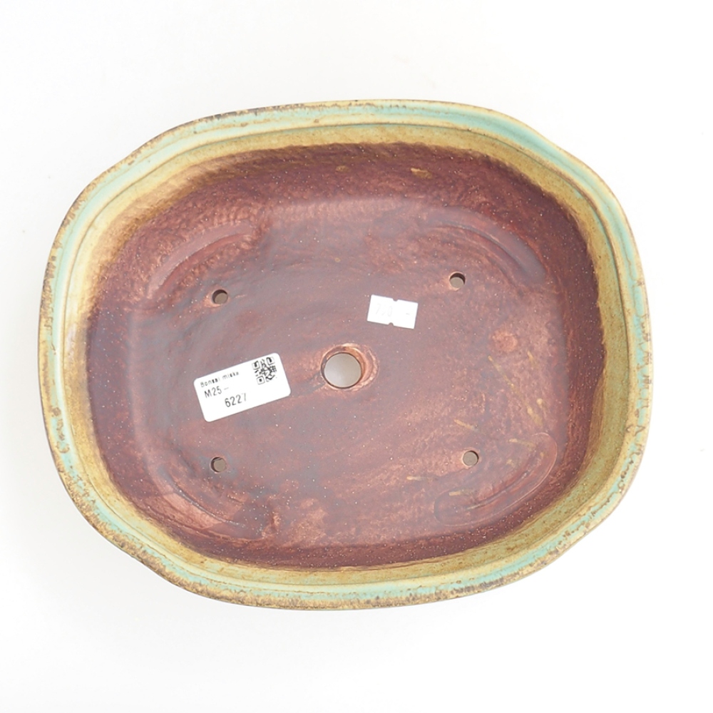 Ceramic bonsai bowl 25 x 20,5 x 7 cm, green