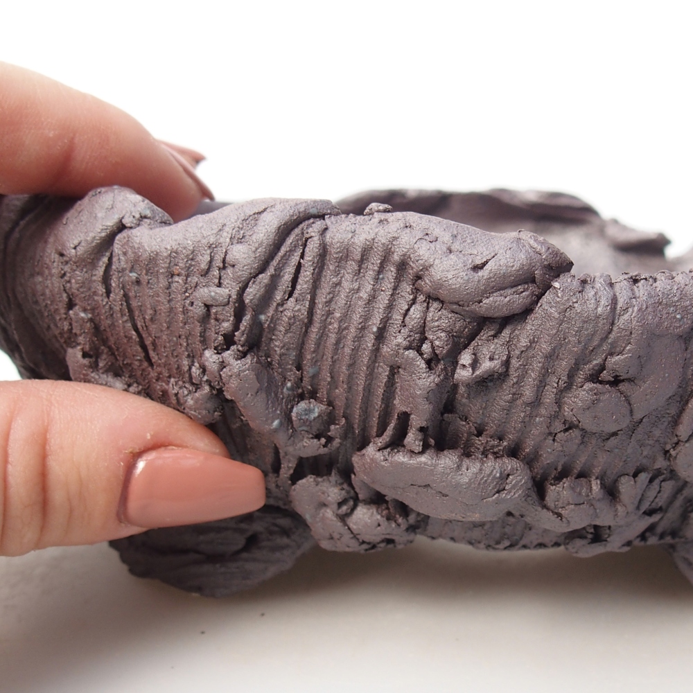 Ceramic bonsai bowl 17 x 16 x 6 cm, metal colour