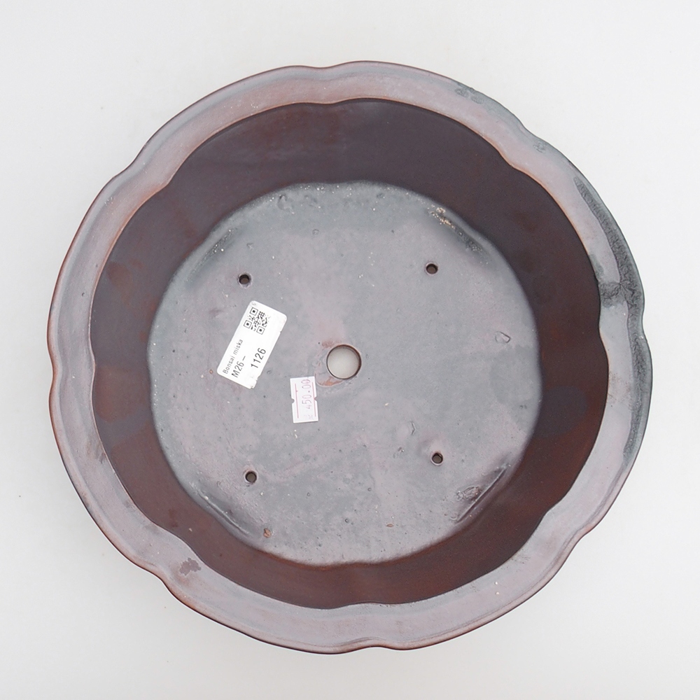 Ceramic bonsai bowl 26 x 26 x 8 cm, metal colour