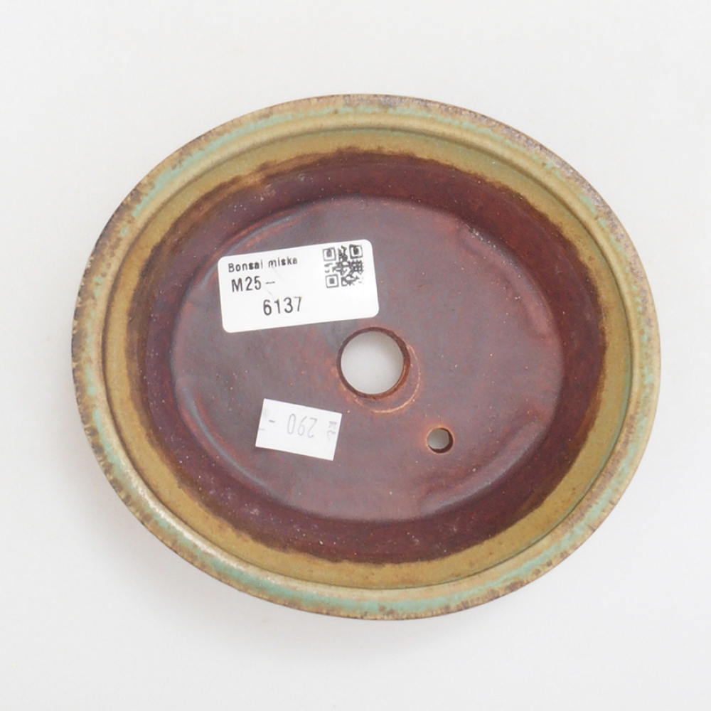 Ceramic bonsai bowl 13,,5 x 12 x 3,5 cm, color green
