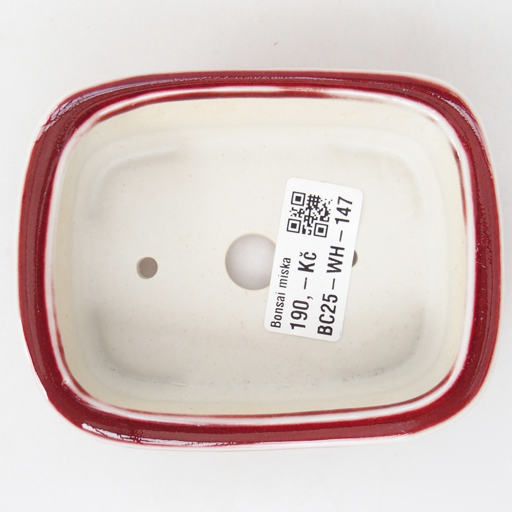 Ceramic bonsai bowl 11 x 8,5 x 3,5 cm, colour red