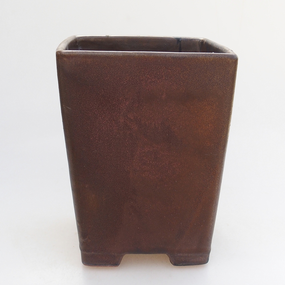 Ceramic bonsai bowl 15 x 15 x 19 cm, brown