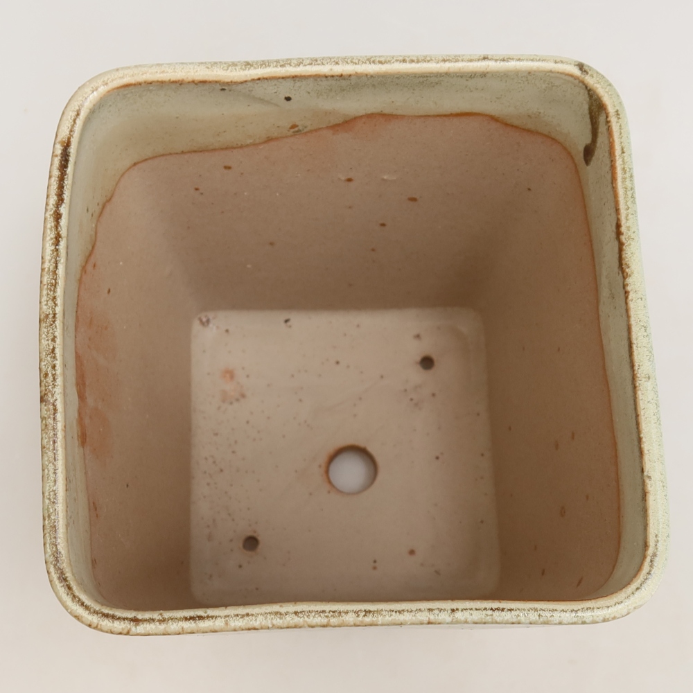 Ceramic bonsai bowl 13,5 x 13,5 x 15 cm, green