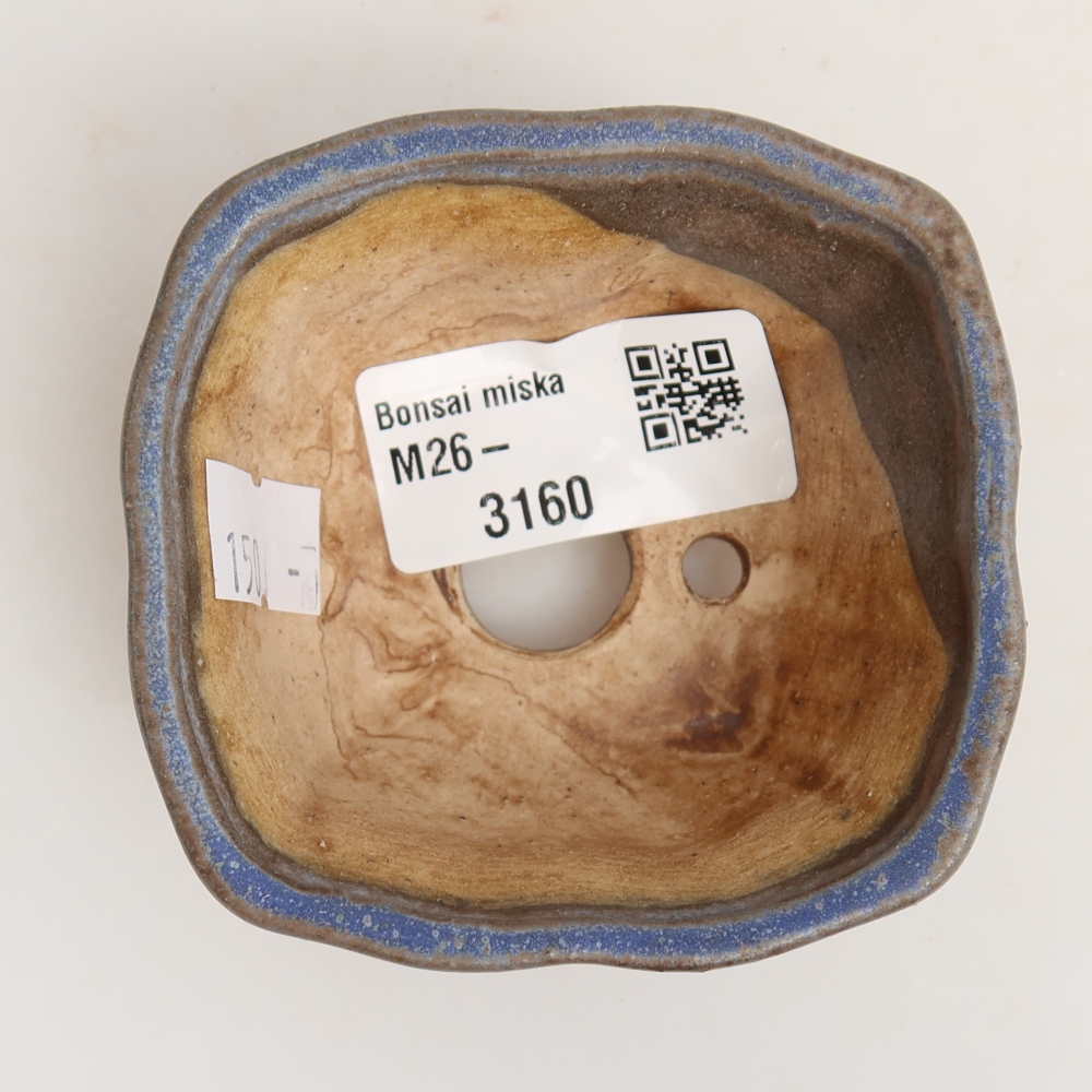 Ceramic bonsai pot, 7 x 7 x 3.5 cm, blue