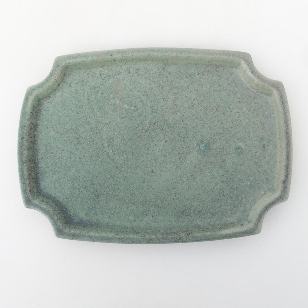 Bonsai pot + saucer H03 - 16.5 x 12 x 4.5 cm. - green