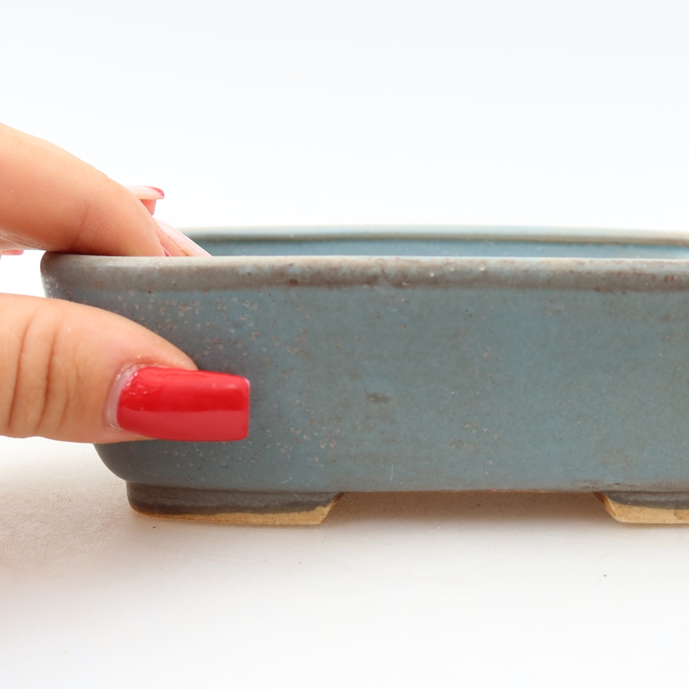 Ceramic bonsai pot, 14 x 11.5 x 4.5 cm, blue